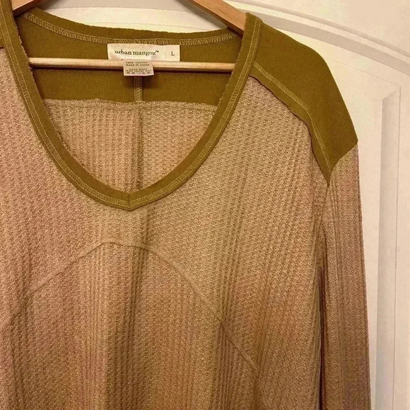 Urban Mangoz Boho style oversized high low waffle knit short sleeve top large - Picture 4 of 7